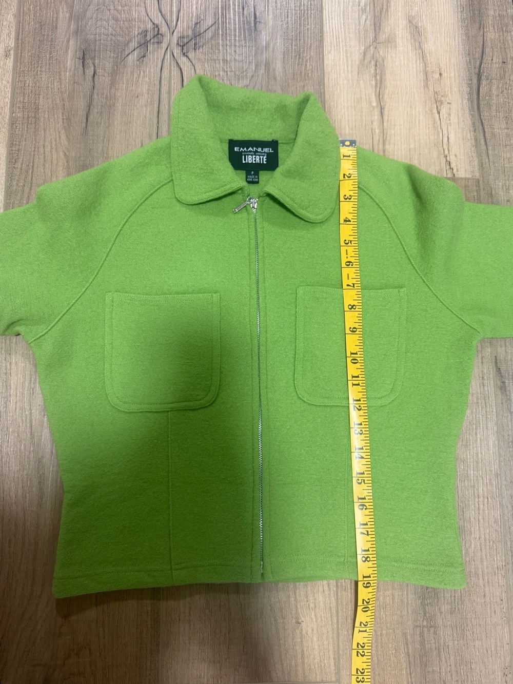 Emanuel Ungaro Liberte Lime Green Vintage 90s 100% Wool Cropped Shacket Jacket - Picture 5 of 9